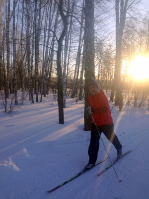Daniel on a ski ride in Akademgorodok forest