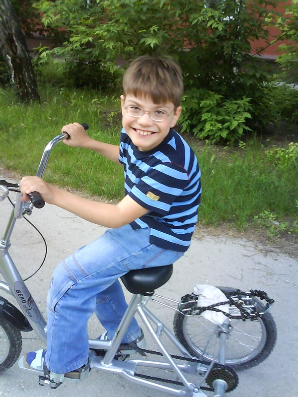 Vlad on the medicinal bike bought on the raised money Vlad on the medicinal bike bought on the raised money